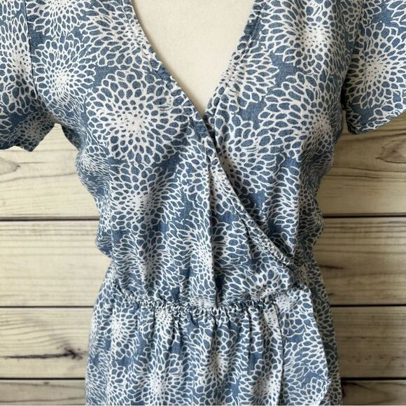 J. Crew Mercantile Blue & White Chambray Ruffle Faux Wrap Dress - Picture 5 of 11